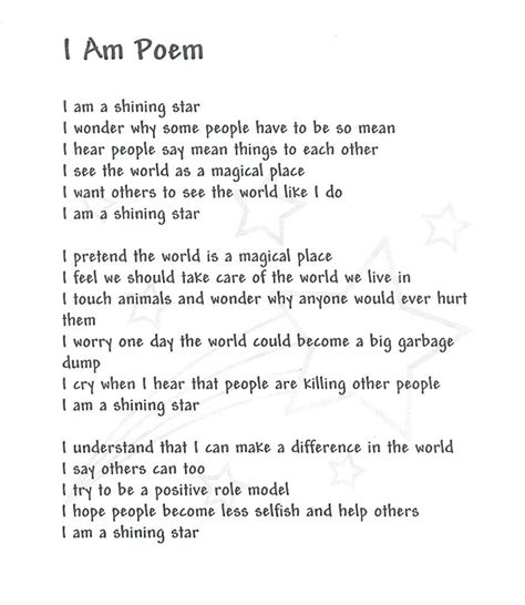 I Am Poem Template Examples