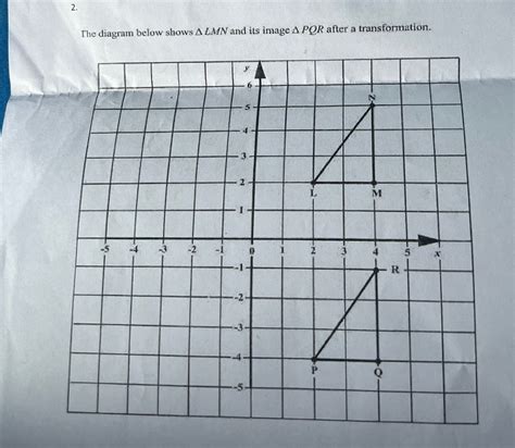 The Diagram Below Shows Lmn And Its Image Pqr After A Transformation