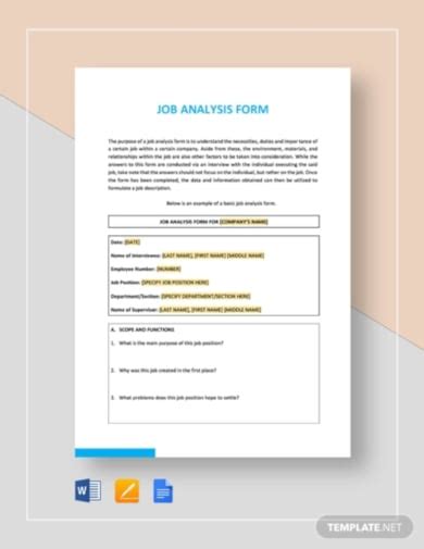 Job Site Analysis Template Free Sample Example Format Template