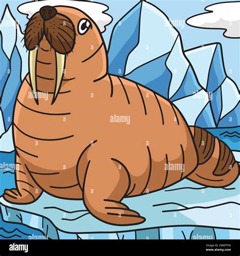 Walrus Marine Animal Colored Cartoon Illustration Stock Vector Image