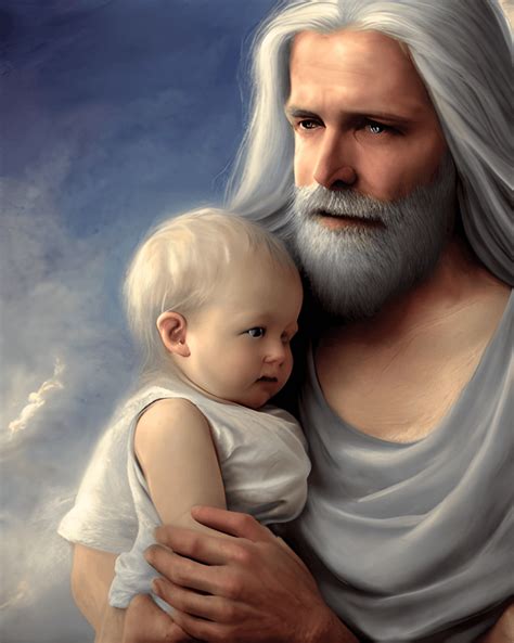 Father God With Long Grey Hair And Beard Holding An · Creative Fabrica