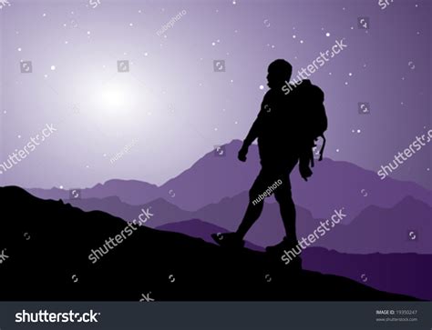 Backpacker Going Up The Mountain, Vector Illustration - 19350247 : Shutterstock