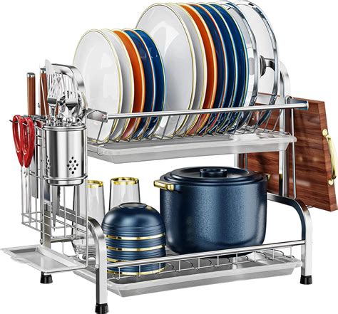 Dish Drying Rack Ispecle 304 Stainless Steel 2 Tier Dish Rack With