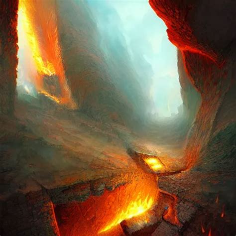 The Ground Opening Up To Reveal Flames In A Chasm By Stable Diffusion