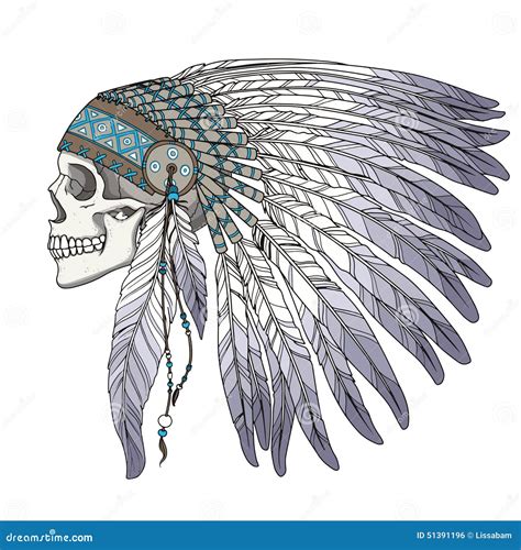 Native American Indian Chief Skull Stock Vector Illustration Of