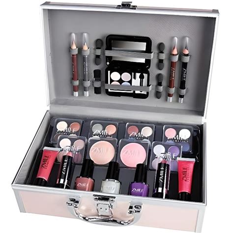 Coffret Maquillage Ensemble De Maquillage De 42 Pièces Dans Un Coffret En Aluminium Rose