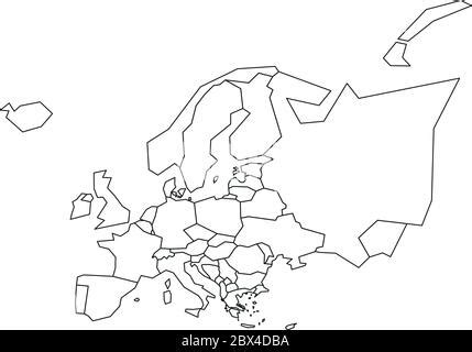 Blank Outline Map Of Europe Simplified Wireframe Map Of Black Lined