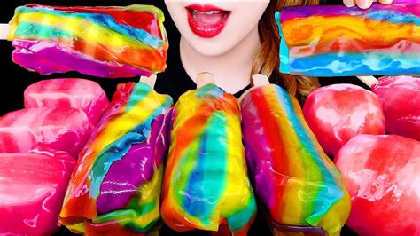 ASMR FROZEN FRUIT ROLL UPS ICE CREAM EATING SOUNDS MUKBANG 직접만든 얼린 롤업젤리