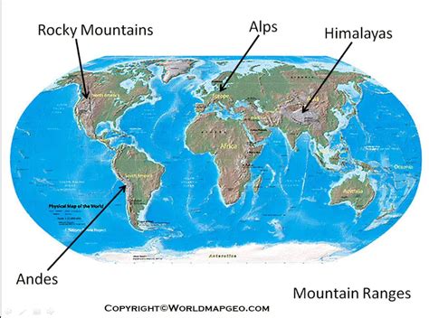 Mountain Ranges Map World Labeled Rocky Mountain Range Map