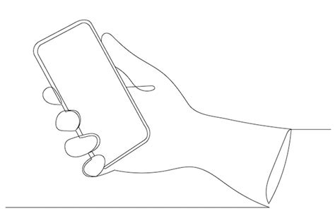 Premium Vector Hand With Phone Continuous Line Drawing Sketch