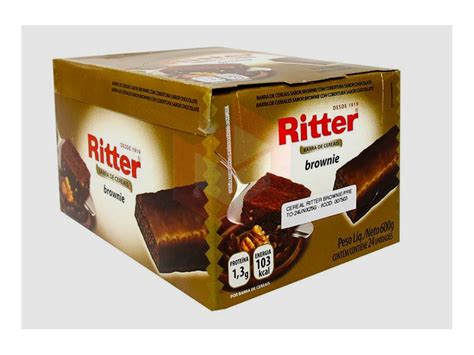 BARRA DE CEREAIS RITTER BROWNIE COBERTURA CHOC CX 24UN 600G Gmaxx