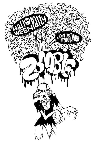 Premium Vector Halloween Zombie Party Invitation Poster