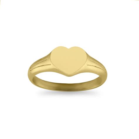 18k Gold PVD Coated Stainless Steel Blank Engravable Heart Signet Ring