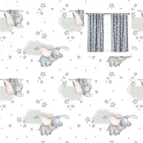 Dumbo Disney Curtains Panels Or Valance Nursery Bedroom Etsy