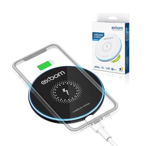 Carregador sem fio por indução wireless QI Exbom TQI F18A Escorrega o