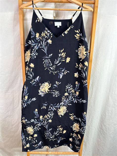 Witchery Dress Womens 12 Navy Blue Floral Print Sleev… Gem