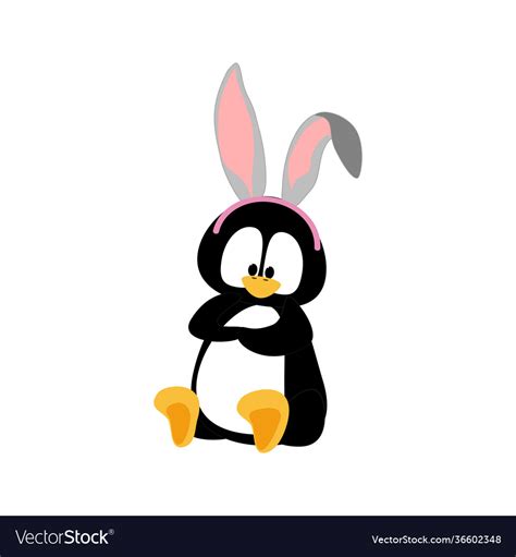 Easter Penguin Wearing Bunny Ears Royalty Free Vector Image