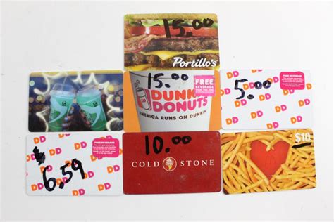 Dunkin Donuts And Other Gift Cards, 7 Pieces | Property Room