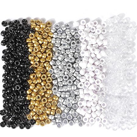 Amazon Quefe 1200pcs 6x9mm Pony Beads Bulk 5 Styles Neutral Pony