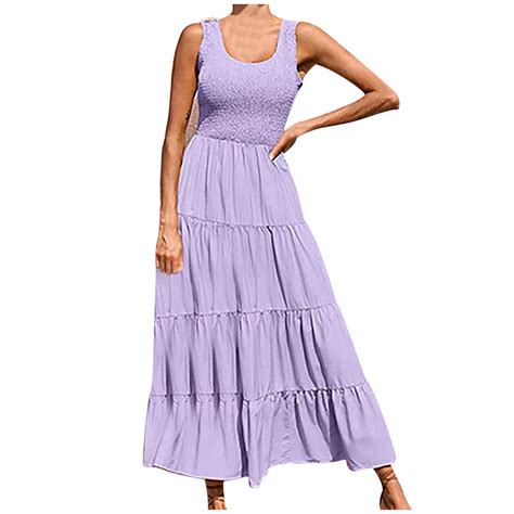 Summer Savings Clearance Akafmk Beach Sundress For Women 2024womens Sleeveless Bohemian Long