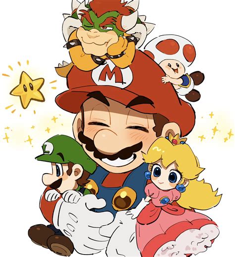 Princess Peach Mario Luigi Bowser And Toad Mario Drawn By Mimimi