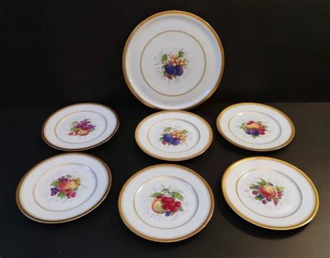 PLAT A GATEAUX 6 Assiette Dessert Porcelaine Limoges Haviland Fruit