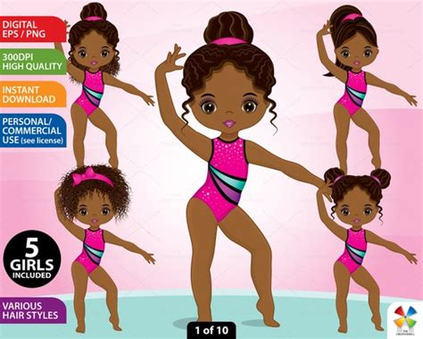 Gymnastics Clipart Vector Gymnast Cute Girl Sport Kid - Etsy