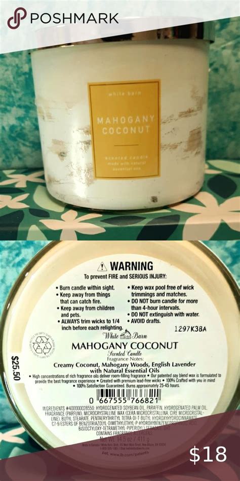 Bath And Body Works Mahogany Coconut 3 Wick Candle