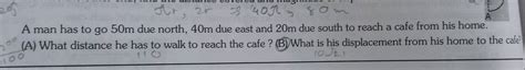 A Man Has To Go 50 M Due North 40 M Due East And 20 M Due South To