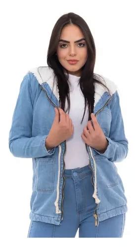 Jaqueta Parka Jeans Sobretudo Forrada Peluciada Moda Inverno Frete Gr Tis