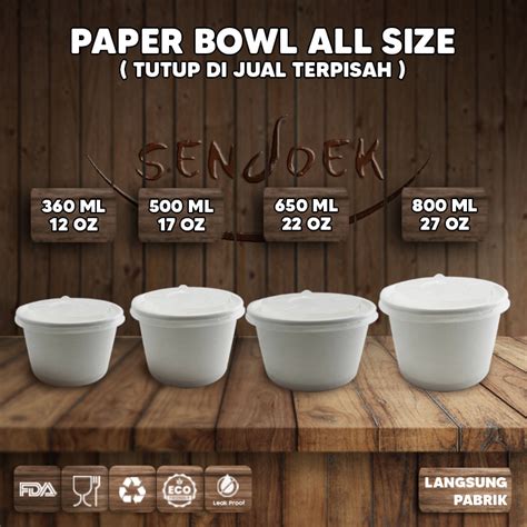 Jual Paper Bowl Tutup All Size Paper Rice Bowl Mangkuk Kertas