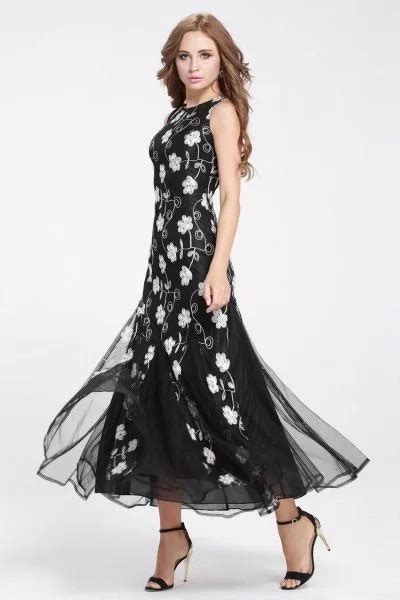 Flower Embroidery Tulle Long Party Dress Ck Sheprom