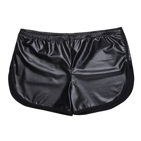 Herren Glanz Boxer Shorts Hot Pants Kurz Hose Boxershorts Ledershorts