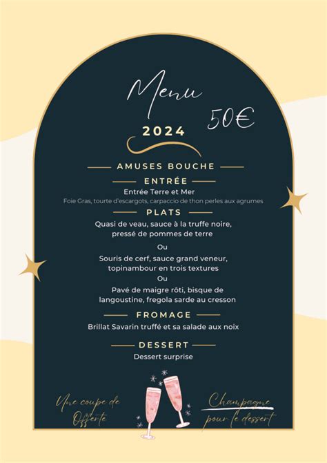 Menu Saint Sylvestre 2024 Restaurant Les Ailes