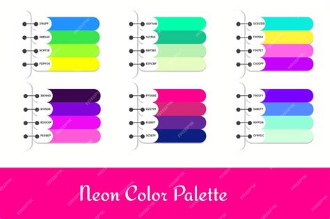 Premium Vector | 6 different neon color palettes