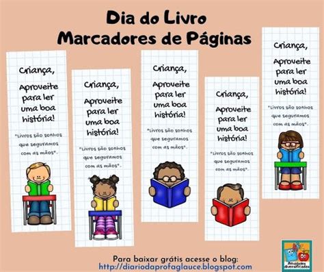 Marcadores de páginas para incentivar a leitura Dia do livro