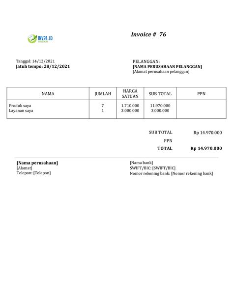 Inilah Contoh Invoice Bukti Transaksi Dalam Dunia Bi Mores Pics