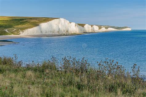 White Cliffs Seven Sisters East Sussex English Coastline Stock Image