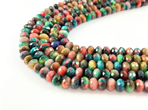 High Quality Hand Cut Rainbow Galaxy Tiger S Eye Rondelle Shiny