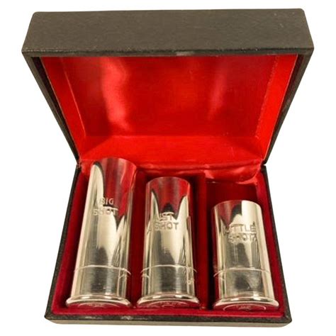 Boxed Set Of 3 Silver Plate Shotgun Shell Spirit Measures Israel