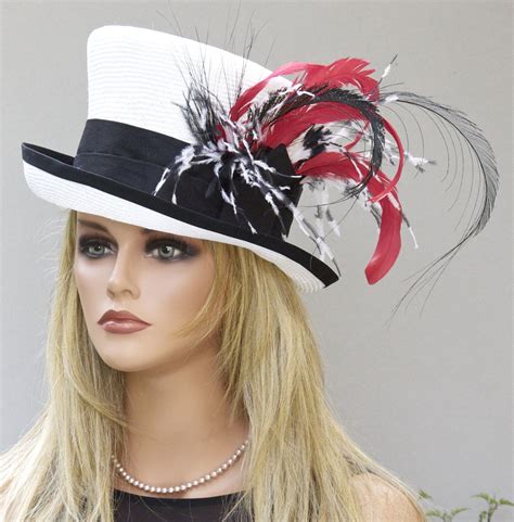 Elegant Kentucky Derby Hat In Black Red And White