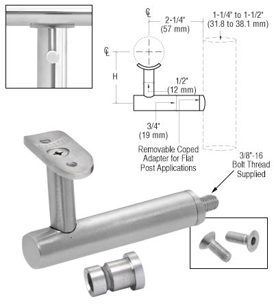 Hr Egbs Crl Brushed Stainless Short Arm Malibu Series Glass Mounted