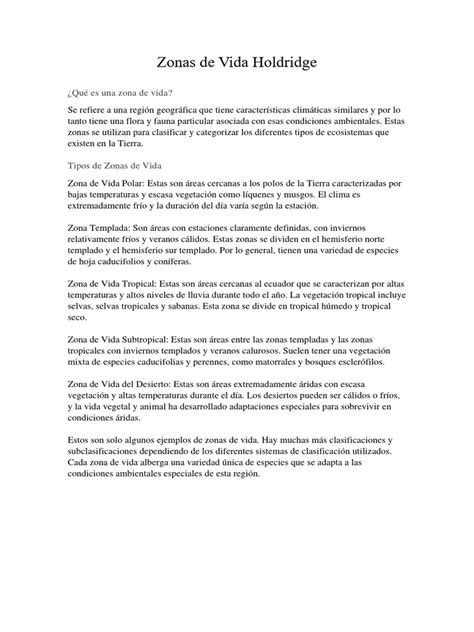 Zonas De Vida Holdridge Pdf