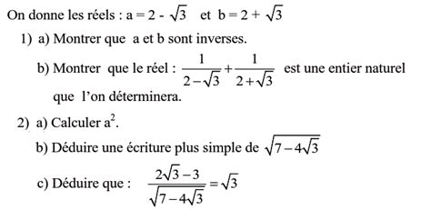 Calcul Dans Ir Exercice Me Ann E Secondaire