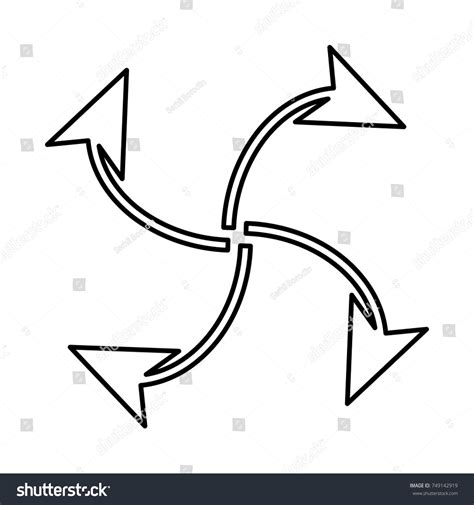 Four Arrows Loop Center Black Icon Stock Vector Royalty Free 749142919 Shutterstock