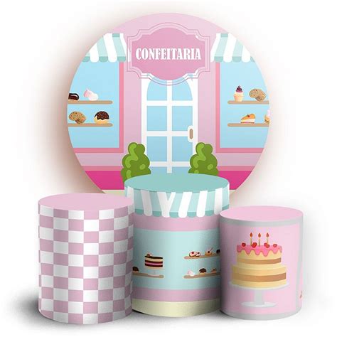 KIT Redondo e Trio Confeitaria Sublimado 3D Sublitex painéis