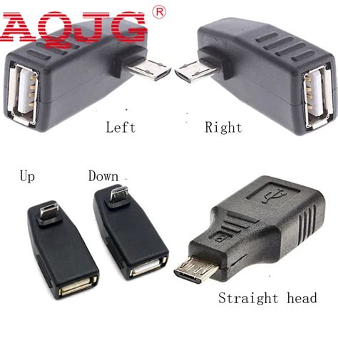 Micro Usb Male To Usb Female Usb Otg Right Left Degree Adapter