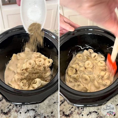 Easy Crock Pot Shrimp Alfredo Tortellini Slow Cooked Eats