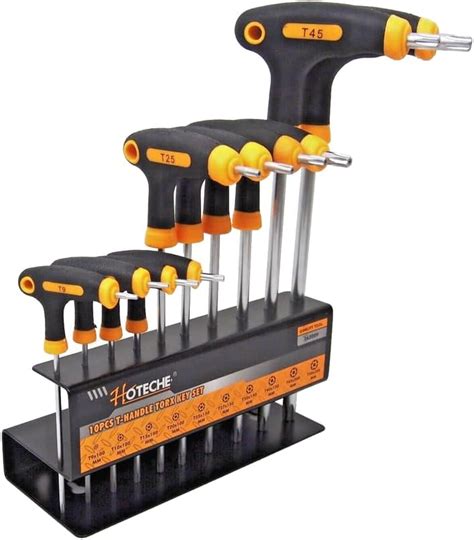 Hoteche 10pc T Handle Torx Star Key Wrench Set 2 Drive Ends Stand Rack