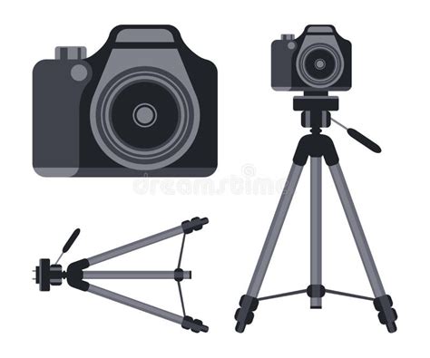 Camera And Tripod Vector Illustration Isolated On White Background